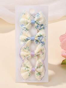 Printed Fabric Bow Hair Clips Set, Colorblock Dopamine Color Hair Clips, Versatile Hair Accessories For All Seasons - Multicolor - View 9