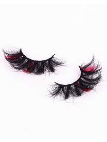 7对彩色仿貂毛假睫毛，猫眼款，100%纯手工制作，蓬松凌乱的3D条纹假睫毛，适合舞台和派对场合使用。 - 彩色 - 查看 5