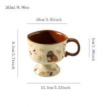 كوب قطة شتوي /خريفي للشفاء، كوب لاتيه خزفي مع رسم قطة وشجرة صنوبر، كوب طويل بلون كراميل للقهوة والحلويات - متعدد الألوان - مشاهدة 12