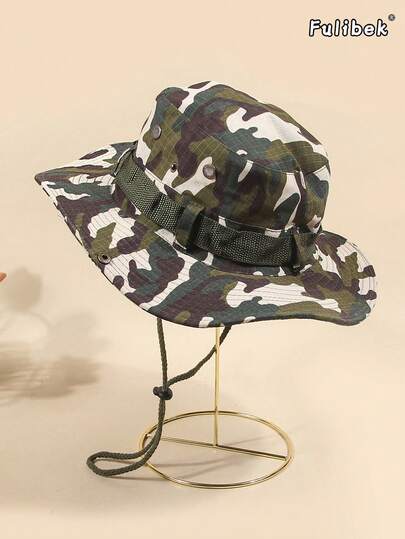 1pc Men's Camouflage Outdoor Sun Hat, Suitable For Daily Wear