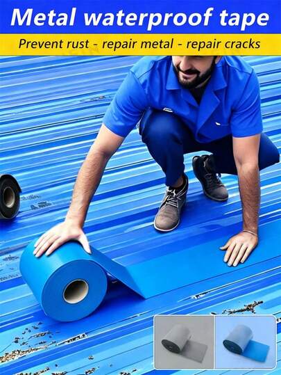 1/2 Pcs/Roll Waterproof Repair Tape, Waterproof Heat Insulation Rust Proof, Super Strong Self-Adhesive High Temperature Resistant, For Home Factory Metal Surfaces, Roof & Iron Sheet Renovation, Crack Leakproof Sealing, Household Repair Supplies