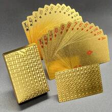 金色扑克牌套装 - 高品质扑克牌，适用于扑克游戏、魔术表演和恶作剧。这款扑克牌尾部闪亮夺目，并配有坚固的扑克牌盒，是圣诞节和万圣节等节日庆祝活动的完美之选。 - 彩色 - 查看 6