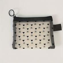 1 Heart-Shaped Transparent Storage Bag| Beige And Black, Foldable, Suitable For Lipstick And Small Items - trắng - Xem 6