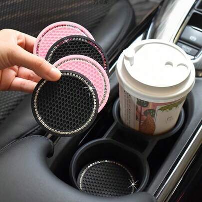 2pcs Flower Shaped Silicone Anti-Slip Cup Holder Coasters, Heat Insulation Pads For Car, Creative Car Interior Accessories