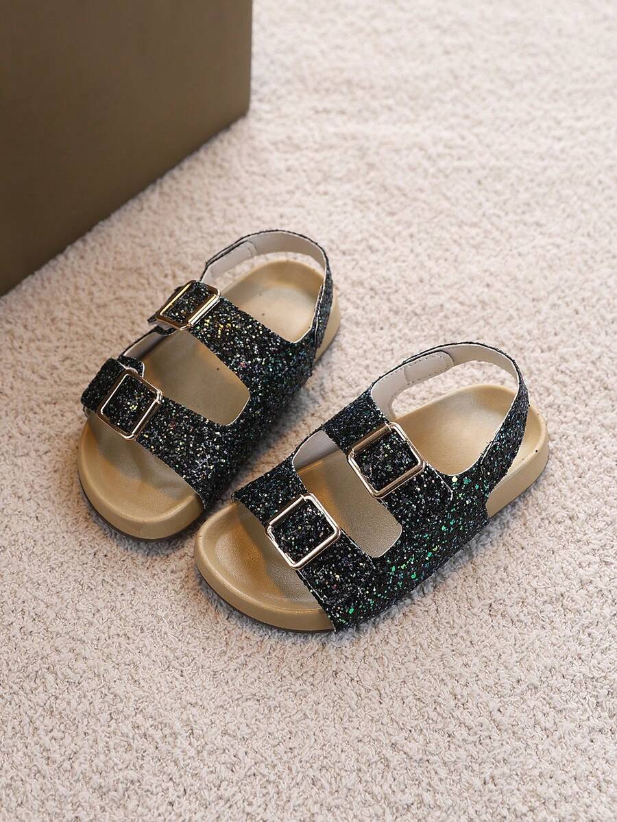1 par de sandalias de verano versátiles y de moda para niños - Negro - Ver 1
