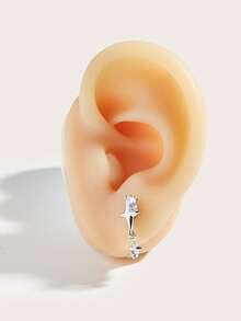 1件时尚简约钻石星形不锈钢耳环，适合女性日常佩戴 - 星星 - 查看 4