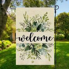 Eucalyptus Floral Welcome Garden Flag - Double Sided Spring Summer Design, High Quality Durable Polyester Fiber, Rustic Farmhouse Outdoor Garden & Indoor Living Room Decor, Seasonal Home Decoration For Family Yard - 彩色 - 查看 4