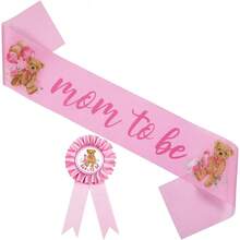 Decorações para Chá de Bebê com Tema de Animais da Floresta - Faixa de Maternidade, Broche de Papai e Tiara de Coroa de Flores. Adorável faixa de cetim para chá de bebê, ideal para revelação de gênero, lembrancinhas e acessórios para gestantes. - Azul - Ver 14