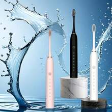 Sound Wave Electric Toothbrush With 6 Modes And Intelligent Timer, Rechargeable USB Oral Care For Men And Women, Including Suitable For Sensitive Gums And Teeth - 粉色 - 查看 3
