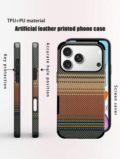 Carbon 1pc Kevlar Pattern Colorful Minimalist Soft Phone Case Compatible With Apple/ Galaxy S24 Ultra, 17 Pro Max/16 Pro Max/12 Pro/13/14 Plus/15 Pro Max/16 Pro Max/11/13 Pro