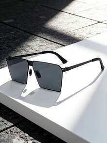1pc/2pcs Personalized Steel Frame Men Business Glasses, Driving Glasses, Outdoor Fashion Glasses - Grey - View 4