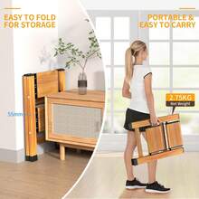 KULACO - Échelle pliante en aluminium à 2 marches, échelle antidérapante pour usage domestique, échelle multifonctionnelle noire portable, échelle pliante robuste jusqu'à 150 kg pour cuisine, salle de bain, jardin et - Échelle à 2 marches avec aspect bois - Voir 4