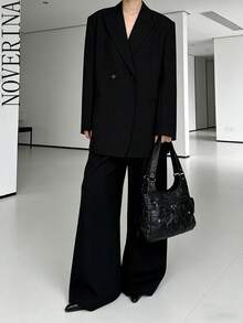 1pc Vintage Large Capacity Handbag, Vintage PU Shoulder Messenger Bag, Women Casual Tote Bag And Wallet - 黑色 - 查看 5