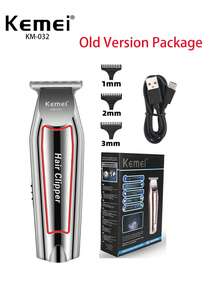 Kemei KM-032 电动理发器 0mm 间隙雕刻设计 男士理发器 USB 充电式理发器 理发胡须修剪器 家用日常理发修剪器 - 銀色 - 查看 8
