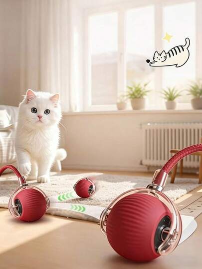 1套互动重力滚球玩具，自动电动猫玩具，智能猫咪玩耍球，颜色随机