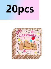 10pcs Capibalapi Themed Party Supplies Tableware, Plates, Tissues, Cups, Party Decorations, Holiday Celebrations, Birthday Parties, Tea Parties, Home Office Parties, Birthday Party Supplies, Capibalapi Supplies Cute - Multicolor - View 6
