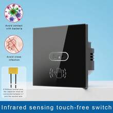 1pc EU Standard Touchless Wave Control Smart Switch, DS-101KWL WIFI Infrared Sensor Switch With Gesture Sensor, Supports Alexa, Tuya, Yandex Alice Voice Control, Hands-Free For Kitchen & Bathroom, Tempered Glass Panel, APP Remote Voice Timing Control, Black & White, CE Certified - Multicolor - View 13