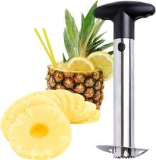 Stainless Steel Pineapple Corer With Recipe EBook One Year Warranty Core Remover Tool Detachable Handle Fast Easy Fruit Cutter Peeler Corer Slicer Durable Multi-Purpose Kitchen Tool - 1 - 查看 4