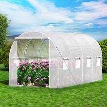 15x7x7ft & 20x10x7ft Walk-In Tunnel Greenhouse, Portable Plant Hot House With Galvanized Steel Hoops, Top Beam, Diagonal Poles, Zippered Door & Roll-Up Windows, White - 15 x 7 x 7 英尺 - 查看 9