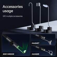 Industrial Endoscope Camera, HD Video Inspection Equipment, Water-Resistant, Rechargeable Lithium Battery, Battery Powered, No Assembly Required - Black - View 7