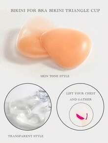 1/2 Pair Double-Sided Adhesive Reusable Padded Bra Inserts - Sticky Bra Pads For Dresses, Bikinis - Multicolor - View 8