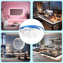 Tira Led de 5M, Luz COB 24V, Luz LED flexible cortable, Adecuado para Sala de Estar, Cocina, Armario, Dormitorio,, Escaleras, Etc (5 Cálido) - 10M Blanco - Ver 6