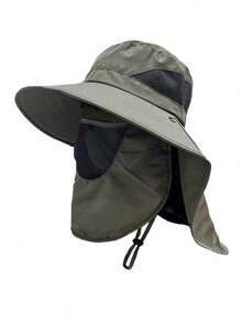 男士网眼渔夫帽，户外骑行宽檐遮阳帽，夏季防蚊防晒网帽，户外钓鱼徒步园艺遮阳帽，防紫外线速干夜钓帽，透气渔夫帽，遮住脸部 - 彩色 - 查看 15