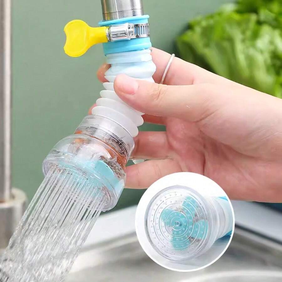 1 PCS Rotating Telescopic Faucet Filter With Mineral Balls & Spray Head, Water-Saving Splash-Proof Kitchen Sink Filter For Non-Drinking Water Cleaning At Round Faucets (Fits 1.6-2.3cm)