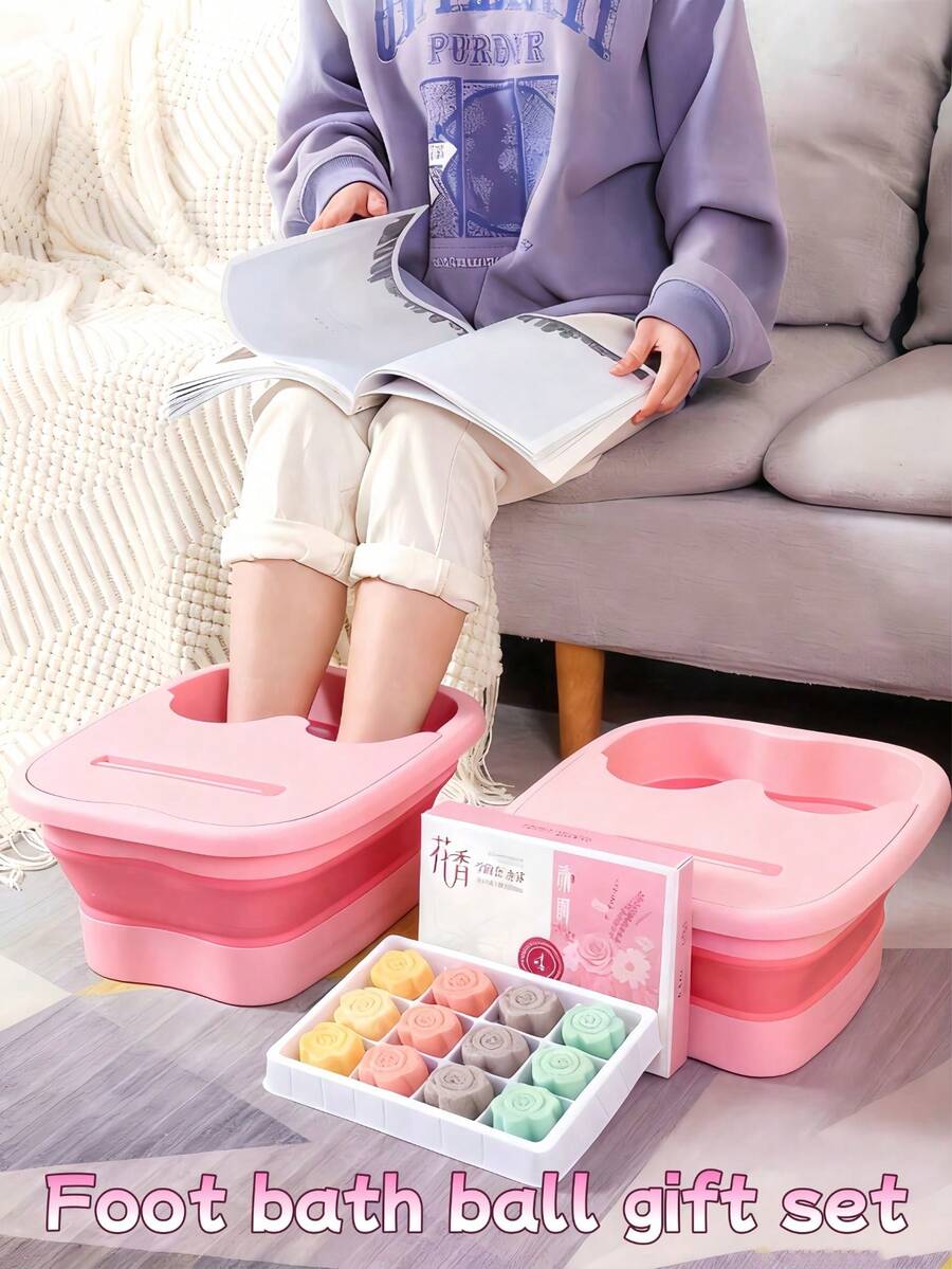 A 12-Piece Rose-Shaped Bath Salt Ball Gift Box, Bath Ball, Soaking Ball, Long-Lasting Fragrance, Suitable For Bathing Or Foot Bath, Bubble Bath Ball, Bath Set, Cleansing And Moisturizing, Is An Excellent Valentine's Day Gift, Friend Gift, And Women's Gift. - Pink - View 1