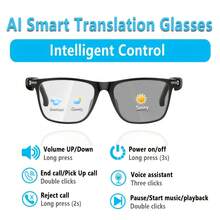 AI Smart Glasses With 160 Languages Real Time Translation Support, Chat GPT System, Multi-Functional Audio Glasses For Men And Women, Built-In Microphone And Speaker, Calls Music Playback And Hands-Free Calling, Physical Color Changing Lens - Black - View 3