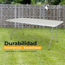 NEW Mesa Plegable de Plastico Tipo Portafolio 1.80 Metros Portatil para Jardin Interior y Exterior 180. - Blanco - Ver 7