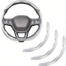 3pcs/Set Steering Wheel Cover, Car Accessories, Carbon Fiber Anti-Slip Steering Wheel Cover, Segmented And Butterfly Design, Fits 99% Vehicles, Segmented Anti-Slip Steering Wheel Protector, Carbon Fiber Steering Wheel Cover, Anti-Slip, Anti-Scratch, Universal For Cars, SUVs, Trucks Interior (Black, Red, White, Blue) - 3-piece Set - View 12