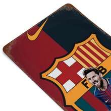 Barcelona Football Club Jersey Style Vintage Tin Painting Red And Navy Blue With Fc Barcelona  And  Logo For Soccer Fans Bedroom Or Living Room Decor - Multicolor - View 6