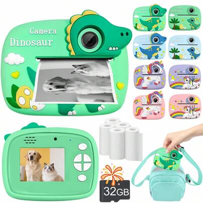 1080P HD Video Children's Instant Print Camera, 1300mAh Large Capacity, Christmas/Birthday/New Year Gift For Girls & Boys, Digital Camera Toy For Kids Aged 3-12