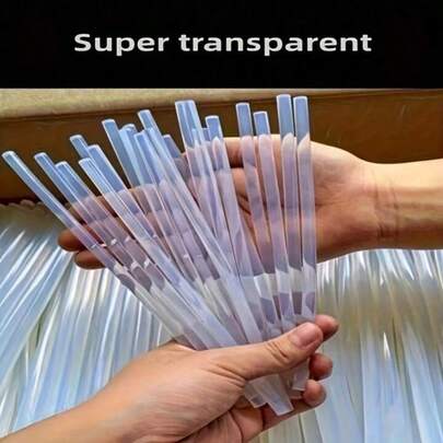50支优质透明硅胶热熔胶棒，光滑无味，不滴落，适用于DIY手工、木工维修，兼容大多数热熔胶枪，使用方便，附带工具配件。