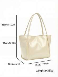 New Fashion Women Large Capacity Casual Versatile Shoulder Tote Bag For Commuting - White - View 2