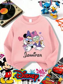 1pc Disney Minnie Mouse & Daisy Duck Playful Double-Sided Graphic Tween Girl Fun Casual Sweatshirt - Comfortable & Easy To Wear, Ideal For Everyday Outings & Disney Park Visits - Hồng - Xem 4