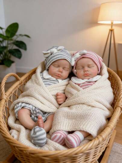 1个33厘米/13英寸可张嘴全身实心硅胶LouLou婴儿重生娃娃，男女宝宝均有，触感柔软，血管清晰可见，肤色自然，适合作为生日礼物