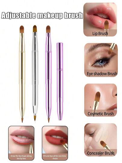 1支不锈钢伸缩唇刷，多功能化妆刷，可重复使用，适合居家旅行使用，可用于面部化妆、指甲油涂抹、化妆品等用途，美容工具，化妆刷套装，赠品