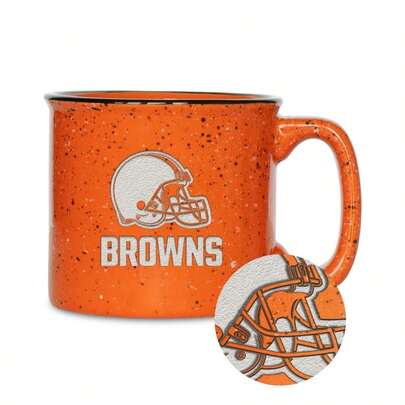 Football Cleveland Browns Speckle 12oz Laser Engraved Campfire Mug