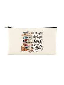 Lot de 5/2/1 sacs de rangement zippés en toile à motifs floraux et lecture, sacs d'emballage cadeau avec inscription motivante << Tu es génial(e) », parfaits pour la rentrée scolaire, les fêtes de remise de diplômes, les voyages, les anniversaires, la fête des professeurs, les cadeaux pour les camarades de classe, les amis, les étudiants et les enseignants. - Beige - Voir 14