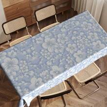 Light Blue Spring Tablecloth With White Floral Branch - Soft Rectangular Table Cover Suitable, Dining Table, Party Decor - Machine-Made Fabric, - Year-Round Use, 2D Flat - Nhiều màu - Xem 7