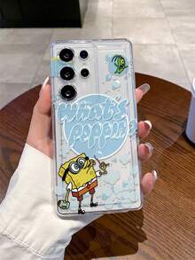 SpongeBob SquarePants 1pc Cartoon SpongeBob Bubble Letter Pattern Shock-Proof Perforated Phone Case Cover, Compatible With Samsung/Compatible With IPhone 17/16/15/14/13/12/11 Pro Max/12 Pro/14 Plus And Other Models - Multicolor - View 1
