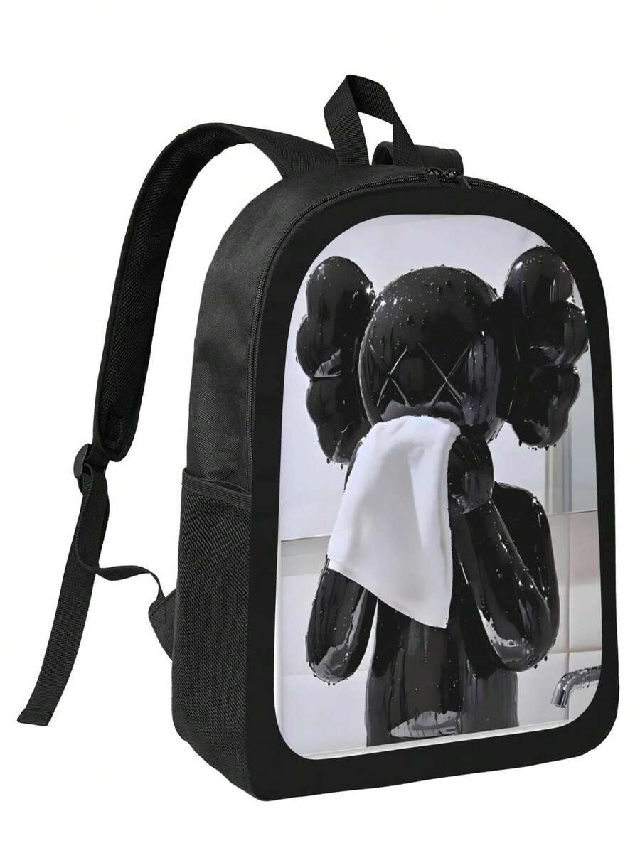 Kawss Kawaii Kaw  Anime Cartoon Men&AposLarge Capacity Backpack With Adjustable Shoulder Straps For Convenient Design, Waterproof And Scratch Resistant, Travel, And Commuting Backpacks - 黑色 - 查看 1