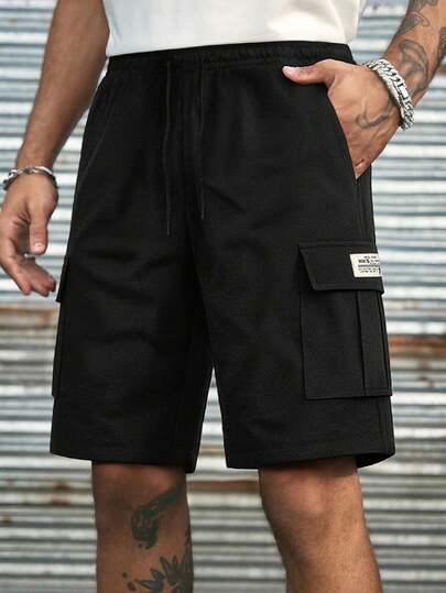 1pc Fashionable Casual Sports Shorts For Gym Workout, Summer Camping Essential, Cargo Pants With Large Pockets, Sportswear