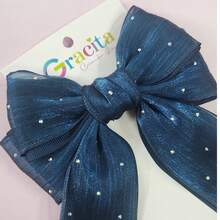 Organza Ribbon With Glitter Tips - Azul Marino - Ver 2