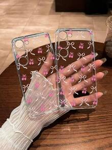 1个加厚樱桃蝴蝶结彩绘透明手机壳，兼容三星Galaxy S26/S26 Plus/S26 Ultra、S25/S25 Plus/S25 Ultra、A17、A07、A16、A36、A26、A56、A50、A12、A32、A52、A72、A51、A21S、A13、A14、S24/S24 Plus/S24 Ultra、S22、A52、A53、A54、A55、S23、11/12 Pro/12/12X/13 Pro/14 Pro/15 Pro、Redmi 10/9/Note 9/12C/Note 11 Pro/Note 8 Pro - 彩色 - 查看 2