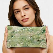 1个女士旅行化妆包，2D印花，便携式拉链化妆品和洗漱用品收纳袋，多用途，适合旅行、健身和日常使用 - 杏色 - 查看 4