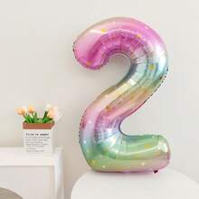 1pc 40-Inch 0-9 Gradient Rainbow Star Number Balloon, Vibrant Gradient Star Print Design, Suitable For Birthday, New Year, Anniversary, Holiday Party Decor, Birthday Number Balloon - Multicolor - View 12