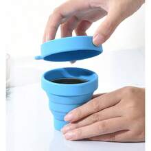 Collapsible Travel Cup, 150mL Travel Folding Water Cup Silicone Mug Portable Drinking Cup For Camping Hiking Outdoor - 果綠色[附愛心繩] - 查看 8